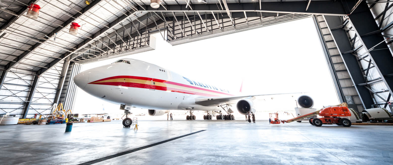 Kalitta Air plane in hangar