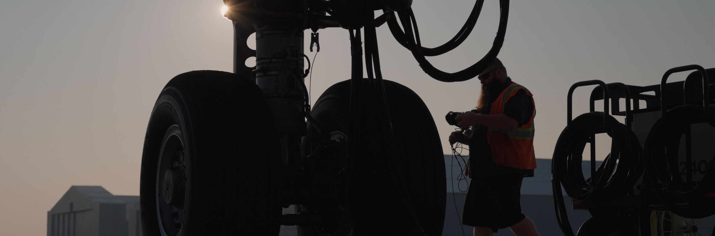 Kalitta Air Maintenance technician working on a wheel assembly.